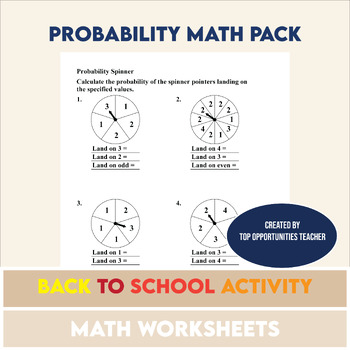 Preview of Probability Math Pack | Back to School Activity