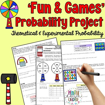 Preview of Probability Math Project (Experimental & Theoretical Probability)  'Fun & Games'