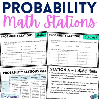 Preview of Probability Math Stations | Math Centers