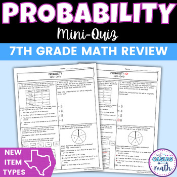 Preview of Probability Mini Quiz | STAAR New Question Types | 7th Grade Math Review