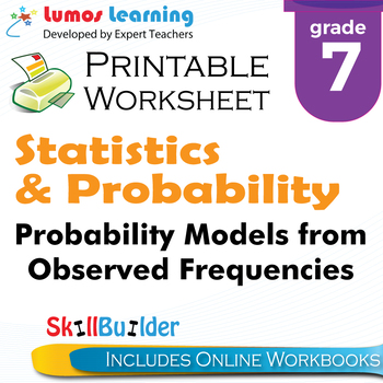 Preview of Probability Models from Observed Frequencies Printable Worksheet, Grade 7