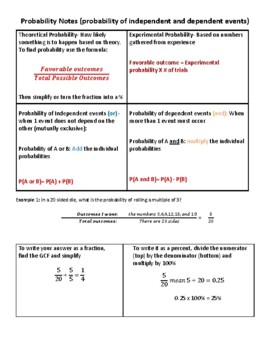 Preview of Probability Notes and Practice