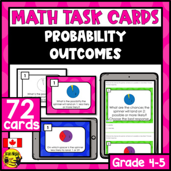 Preview of Probability Outcomes Task Cards | Paper or Digital
