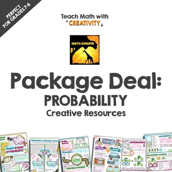 Preview of Probability PACKAGE DEAL | Doodle Note Sets + Creative Quiz for Middle School