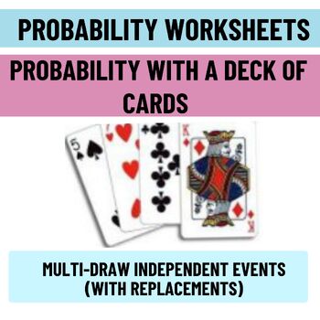 Preview of Probability - Probability With a Deck of Cards Worksheet - Multi-Draw Independen