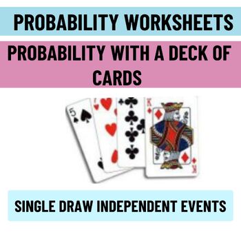Preview of Probability - Probability With a Deck of Cards Worksheet - Single Draw Independe