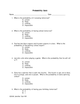 Preview of Probability Quiz