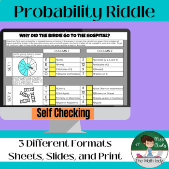 Preview of Probability Riddle 3 Forms (Sheets, Slides, and PDF)
