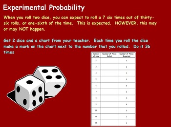 Preview of Probability - Rolling the Dice Experiment (worksheet Included) (POWERPOINT)