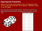 Probability - Rolling the Dice Experiment (worksheet Inclu