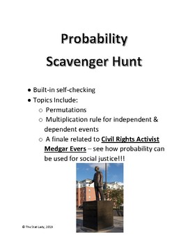 Preview of Probability Scavenger Hunt (with a Finale about Activist Medgar Evers)