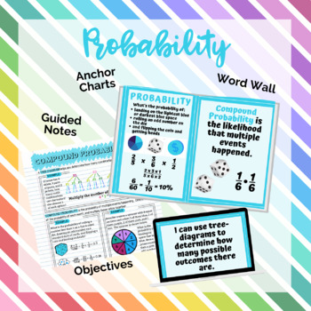 Preview of Probability Set: Guided Notes, Anchor Charts, Word Wall, Objective Posters