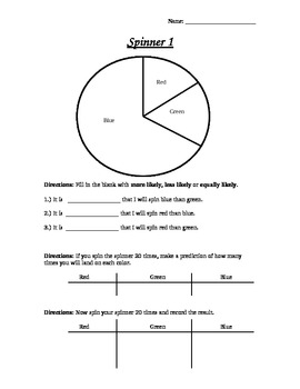 Preview of Probability Spinner Worksheets