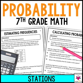 Preview of Probability Stations Activity - 7th Grade Math Probability | Math Centers