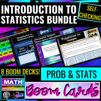 Preview of Prob & Stats Intro to Stats Bundle using DIGITAL SELF CHECKING BOOM CARDS™