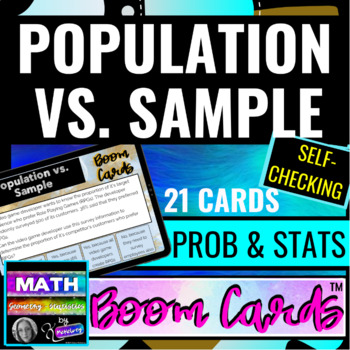 Preview of Prob & Stats Population vs Sample using DIGITAL SELF CHECKING BOOM CARDS™
