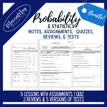 Preview of Probability & Stats Unit - 5 lessons w/reviews & tests