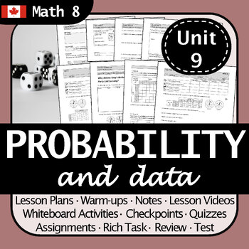 Preview of BC Math 8 Probability & Data Unit: Engaging Lessons and Real-World Connections
