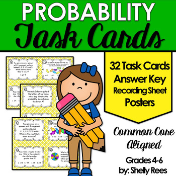 Preview of Probability Task Cards and Poster Set - Probability Activities