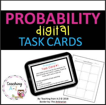 Preview of Probability Task Cards including Digital Version and Notes