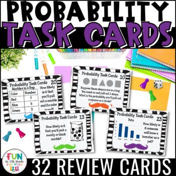 Preview of Probability Task Cards Math Review