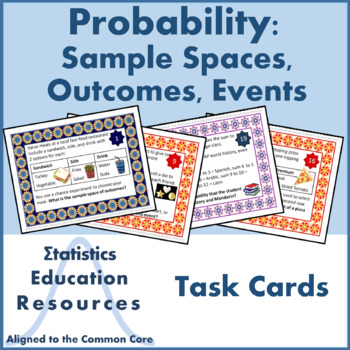 Preview of Probability Task Cards: Sample Spaces, Outcomes, & Events (Common Core Aligned)