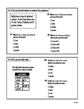 Probability Test (3rd Grade) by Rorkchop | Teachers Pay Teachers