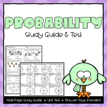 Preview of 3rd Grade Probability Test & Study Guide