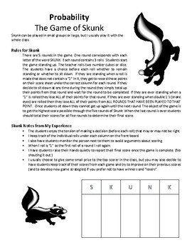 Preview of Probability - The Game of Skunk