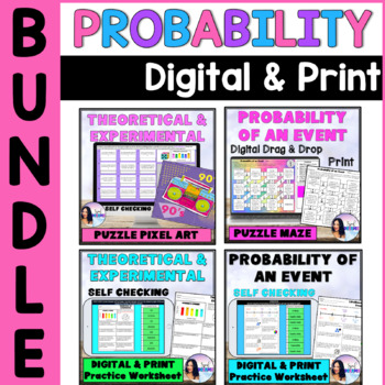 Preview of Probability Theoretical Experimental Likelihood of an Event Digital Print Bundle