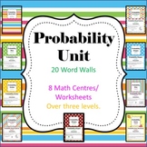 Probability Unit - 8 Math Center/Literacy/ Worksheets & Wordwall