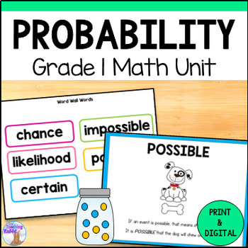 Preview of Probability Unit - Activities, Worksheets, & Assessment - Grade 1 Math (Ontario)