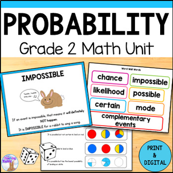 Preview of Probability Unit - Activities, Worksheets, & Assessment - Grade 2 Math (Ontario)