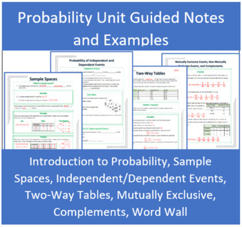 Preview of Probability Unit Guided Notes and Practice