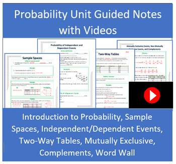 Preview of Probability Unit Guided Notes and Practice with Videos