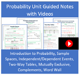 Probability Unit Guided Notes and Practice with Videos