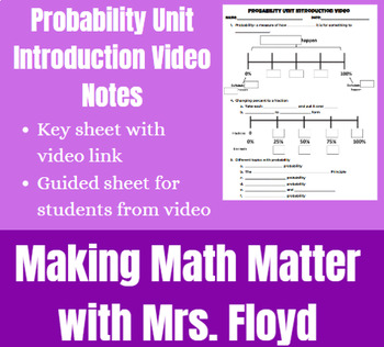 Preview of Probability Unit Introduction Video Notes