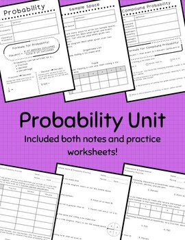 Preview of Probability Unit - Notes and Practice Worksheets