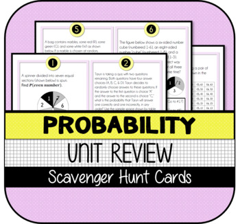 Preview of Probability Unit Review SCAVENGER HUNT