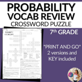 Probability Vocabulary Math Crossword Puzzle 7th Grade