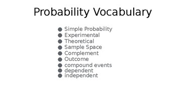 experimental probability vocabulary