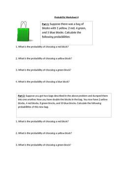 Preview of Probability Worksheet 4 (Simple events)