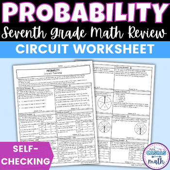 Preview of Probability Worksheet Self Checking Circuit Activity 7th Grade Math