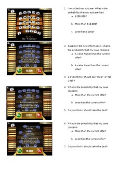 Preview of Probability and Number 'Deal or No Deal' Game