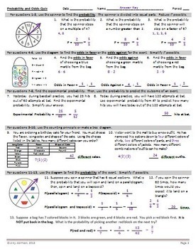 Probability And Odds Quiz 13 Questions By Amy Harrison Tpt