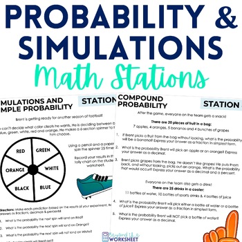 Preview of Probability and Simulations Math Stations | Math Centers
