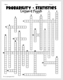 Probability and Statistics - Algebra 2 Crossword Puzzle
