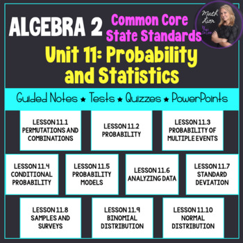 Preview of Probability and Statistics (Algebra 2 - Unit 11) | Math Lion