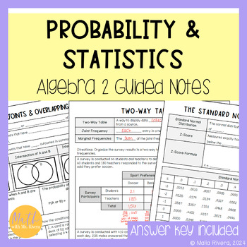 Preview of Probability and Statistics Guided Notes Bundle | Algebra 2 | No Prep