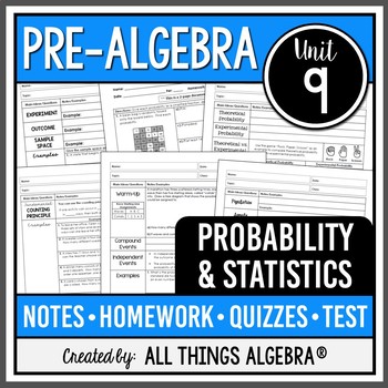 Preview of Probability and Statistics (Pre-Algebra - Unit 9) | All Things Algebra®